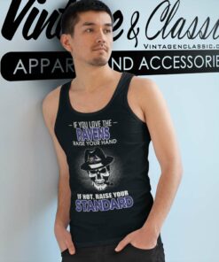 Skull If You Love The Baltimore Ravens Raise Your Hand Tank Top Racerback