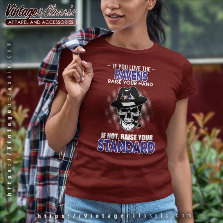 Skull If You Love The Baltimore Ravens Raise Your Hand Women TShirt Skull If You Love The Baltimore Ravens Raise Your Hand Women TShirt