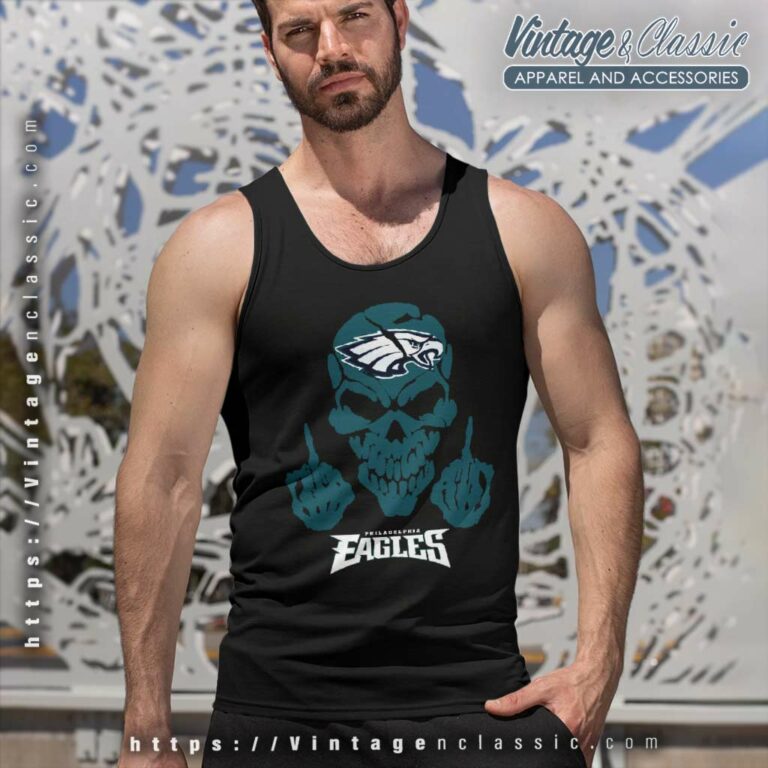 Skull Philadelphia Eagles Tank Top Racerback Skull Philadelphia Eagles Tank Top Racerback