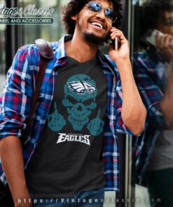 Skull Philadelphia Eagles V Neck TShirt