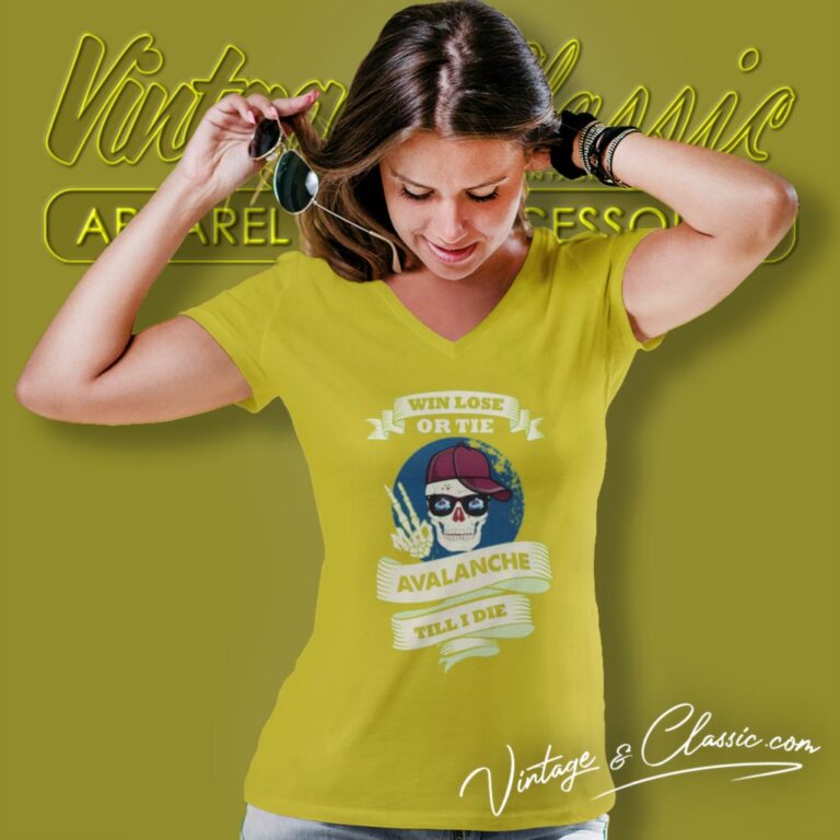 Skull Say Hi Colorado Avalanche V Neck TShirt Skull Say Hi Colorado Avalanche V Neck TShirt