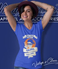 Skull Say Hi Edmonton Oilers V Neck TShirt