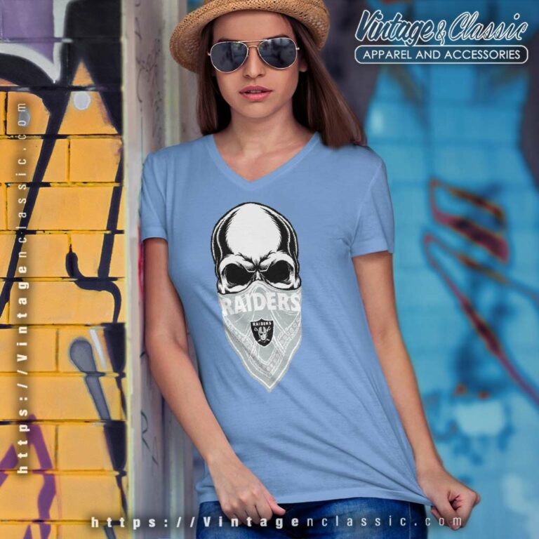 Skull Wear Bandana Las Vegas Raiders V Neck TShirt Skull Wear Bandana Las Vegas Raiders V Neck TShirt