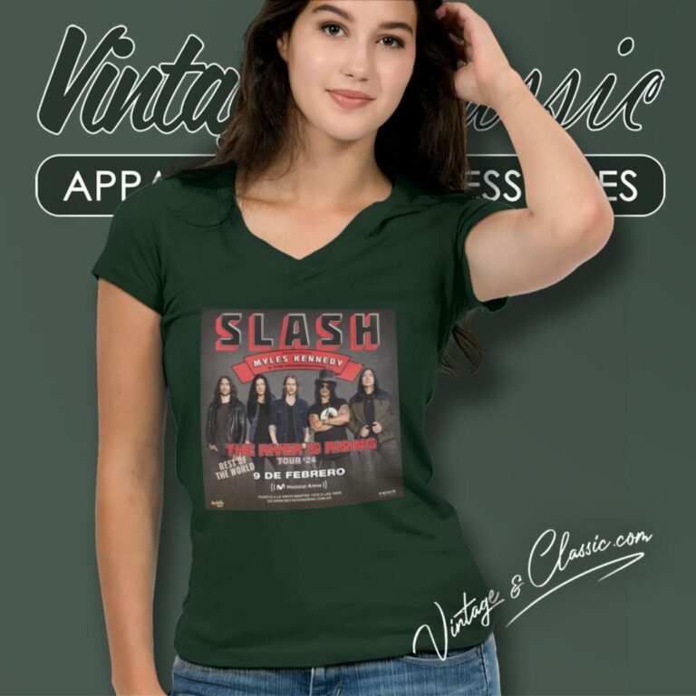 Slash Shirt The River Is Rising Tour 2024 9 De Febrero V Neck TShirt Slash Shirt The River Is Rising Tour 2024 9 De Febrero V Neck TShirt