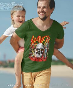 Slayer 1988 World Sacrifice V Neck TShirt