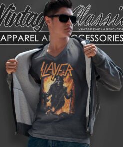 Slayer Aftermath Band Logo V Neck TShirt