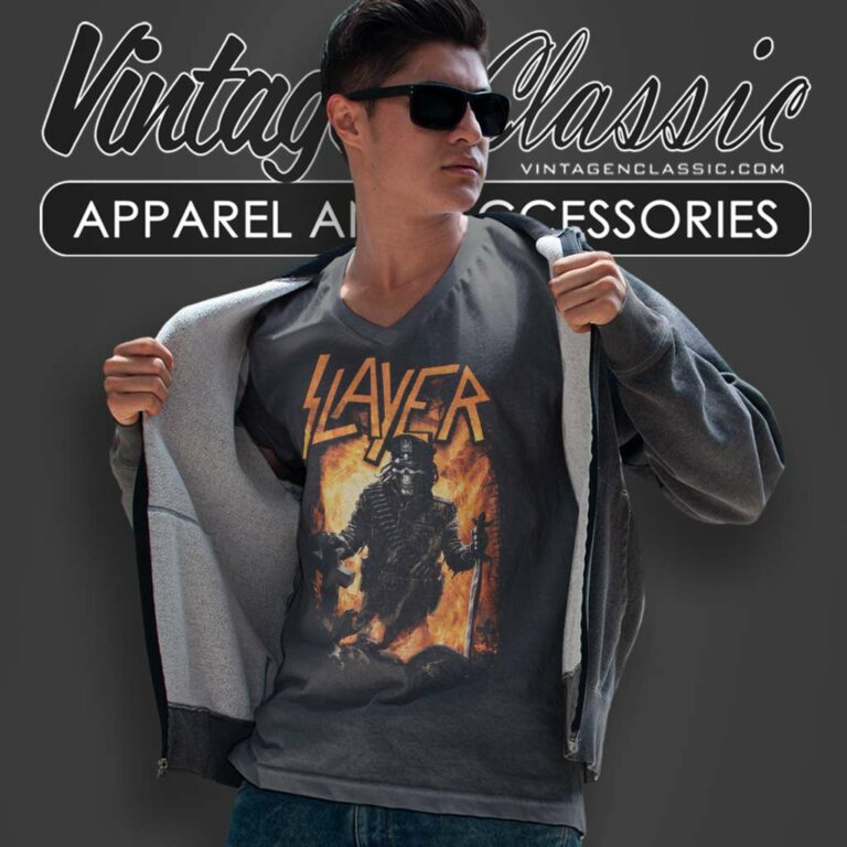 Slayer Aftermath Band Logo V Neck TShirt Slayer Aftermath Band Logo V Neck TShirt