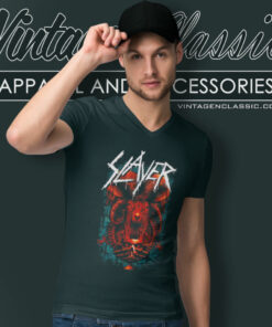 Slayer Goat Head V Neck TShirt