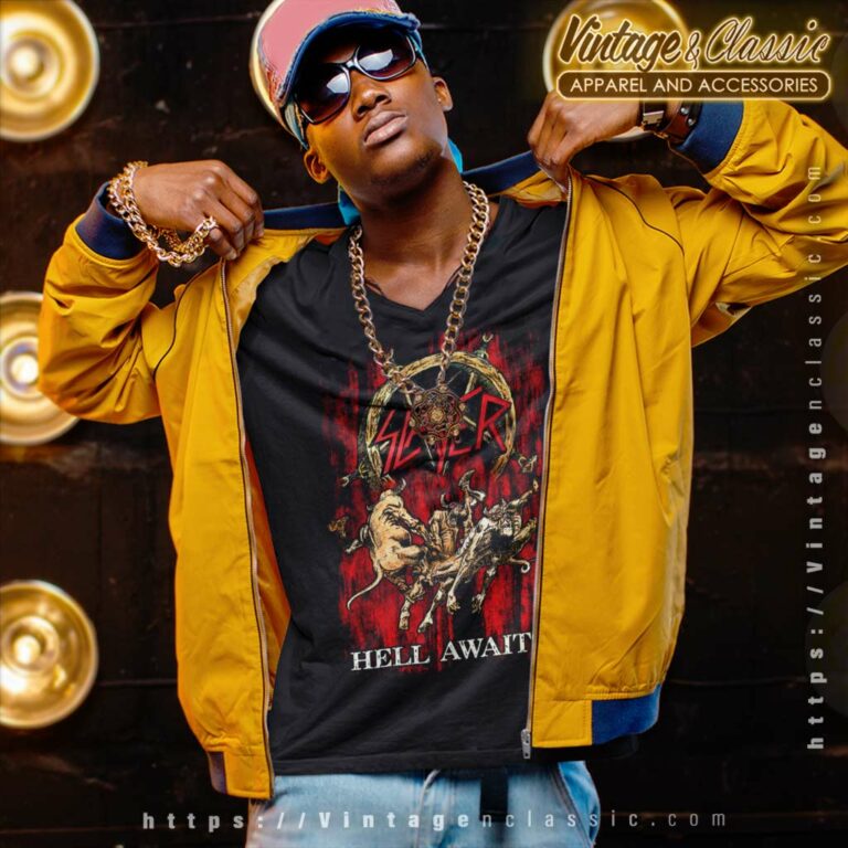 Slayer Hell Awaits V Neck TShirt Slayer Hell Awaits V Neck TShirt