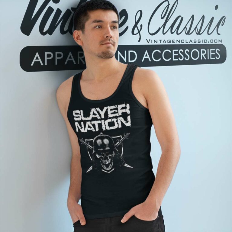 Slayer Nation Skull Shield Tank Top Racerback Slayer Nation Skull Shield Tank Top Racerback