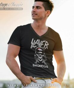Slayer Skull Denver Broncos V Neck TShirt