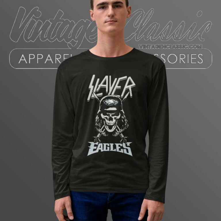 Slayer Skull Philadelphia Eagles Long Sleeve Tee Slayer Skull Philadelphia Eagles Long Sleeve Tee