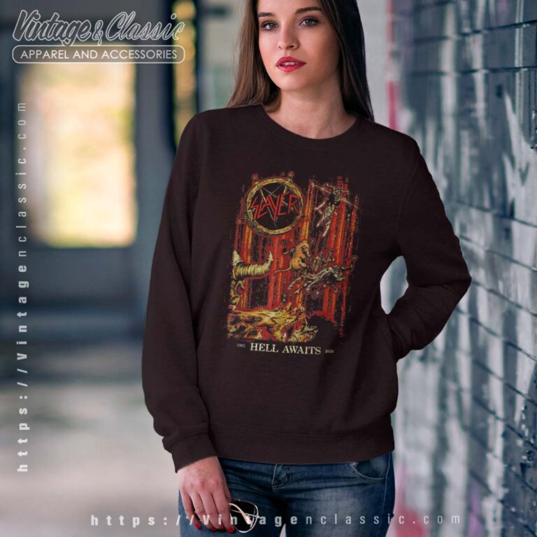 Slayer T srhit Hell Awaits Anniversary Cover Sweatshirt Women Slayer T srhit Hell Awaits Anniversary Cover Sweatshirt Women