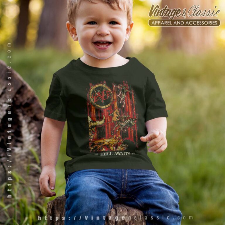 Slayer T srhit Hell Awaits Anniversary Cover T shirt Kid Slayer T srhit Hell Awaits Anniversary Cover T shirt Kid