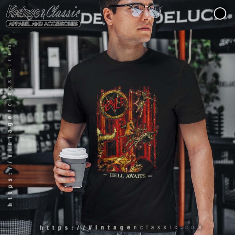 Slayer T srhit Hell Awaits Anniversary Cover T shirt Men Slayer T srhit Hell Awaits Anniversary Cover T shirt Men