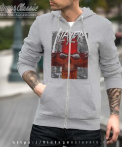 Slayer Tshirt Bloody Flag Full Zip Hoodie Men