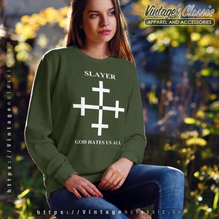 Slayer Tshirt God Hates Us All Cross Sweatshirt Women Slayer Tshirt God Hates Us All Cross Sweatshirt Women