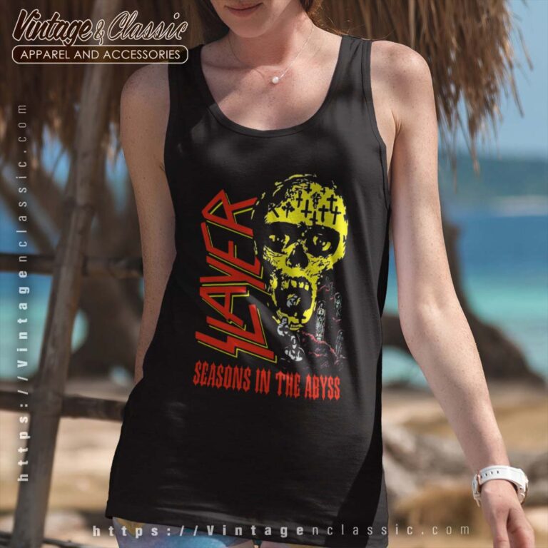 Slayer Tshirt Seasons in the Abyss Graphic Tour Raceback Tank Slayer Tshirt Seasons in the Abyss Graphic Tour Raceback Tank