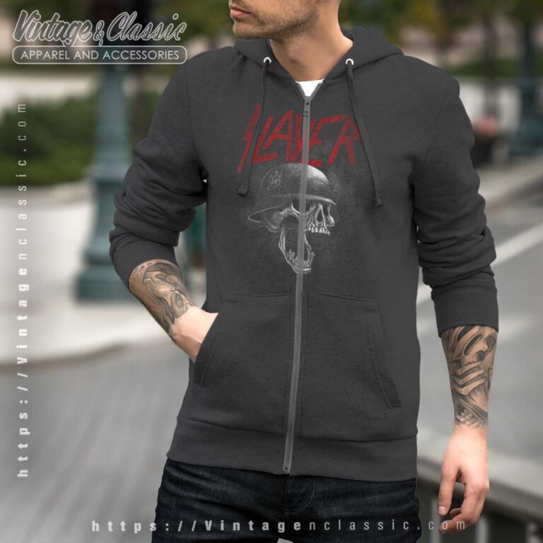 Slayer Tshirt War Skull Helmet Full Zip Hoodie Slayer Tshirt War Skull Helmet Full Zip Hoodie
