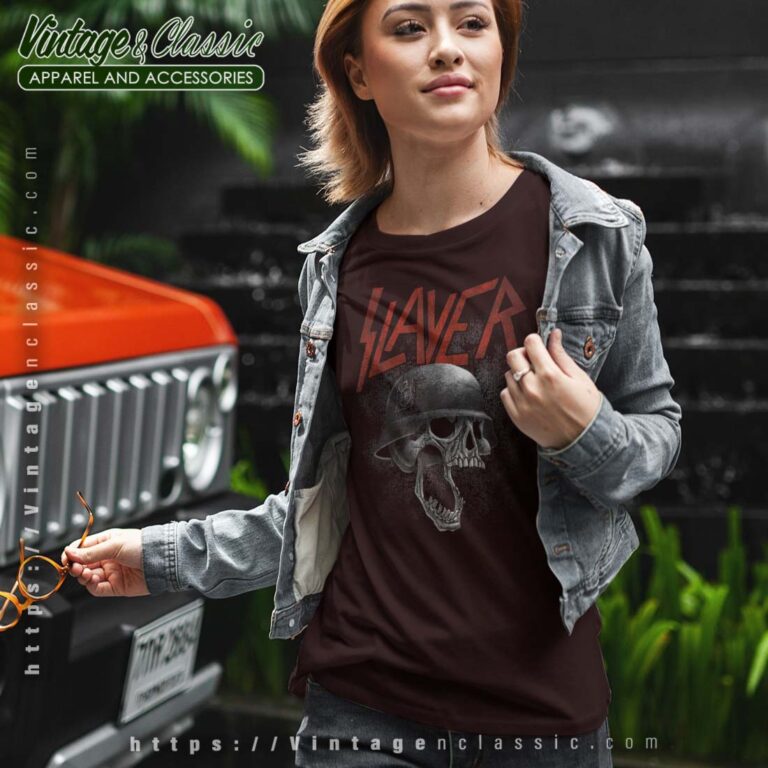 Slayer Tshirt War Skull Helmet T shirt Women Slayer Tshirt War Skull Helmet T shirt Women