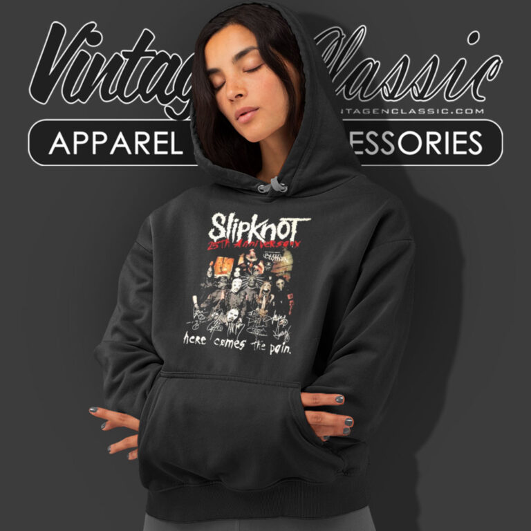 Slipknot 25th Tour 2024 Acre Comes The Pain Signature Hoodie Slipknot 25th Tour 2024 Acre Comes The Pain Signature Hoodie