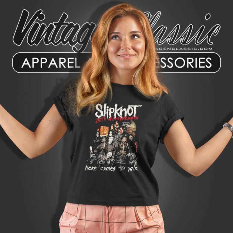 Slipknot 25th Tour 2024 Acre Comes The Pain Signature Women T Shirt Slipknot 25th Tour 2024 Acre Comes The Pain Signature Women T Shirt