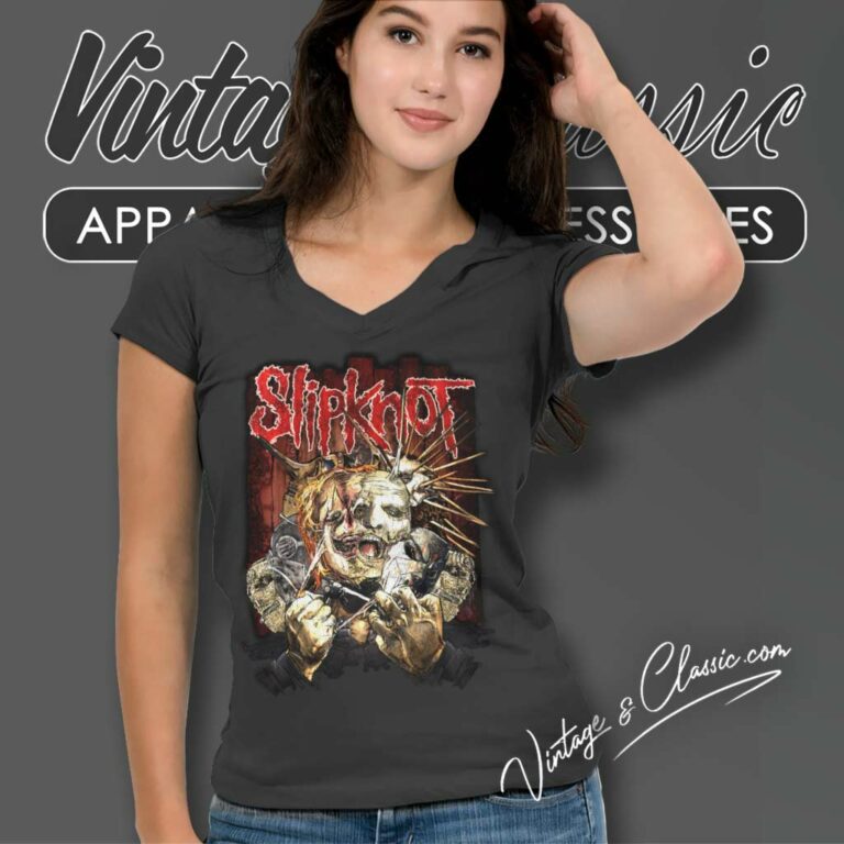 Slipknot Rip Face Monster Horror V Neck TShirt Slipknot Rip Face Monster Horror V Neck TShirt