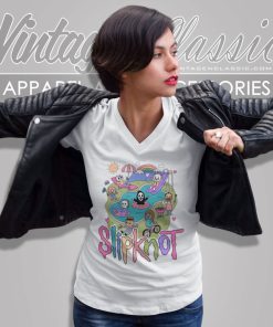 Slipknot Tour Cartoon Rainbow V Neck TShirt 1
