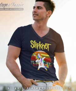 Slipknot Unicorn Dabbing Rainbow V Neck TShirt