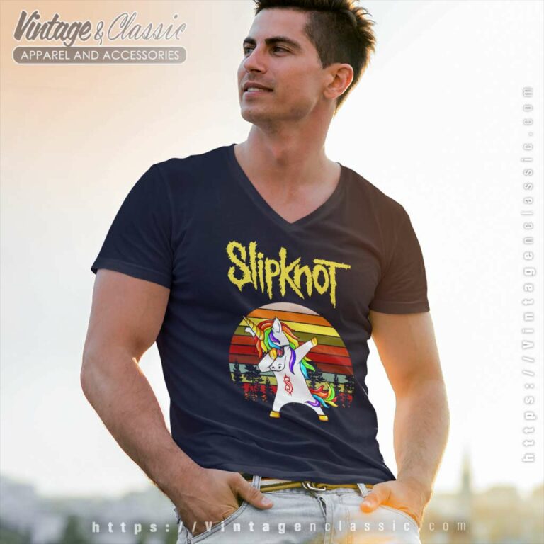 Slipknot Unicorn Dabbing Rainbow V Neck TShirt Slipknot Unicorn Dabbing Rainbow V Neck TShirt