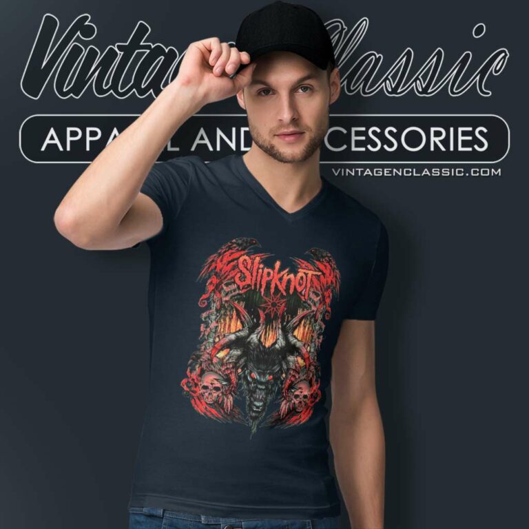 Slipknots Fiery Beast Graphic V Neck TShirt Slipknots Fiery Beast Graphic V Neck TShirt