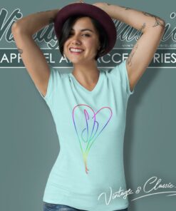 Smashing Pumpkins Rainbow Heart Logo V Neck TShirt