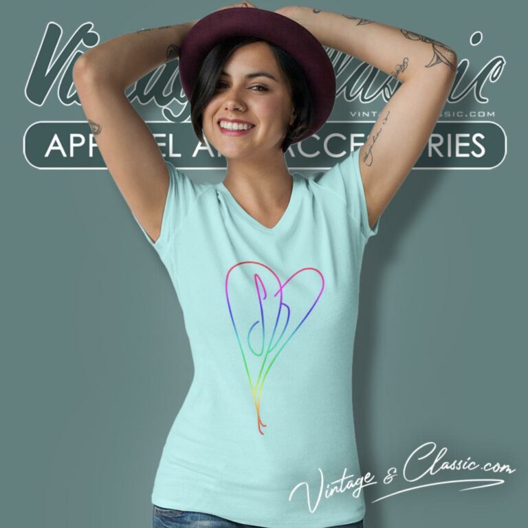 Smashing Pumpkins Rainbow Heart Logo V Neck TShirt Smashing Pumpkins Rainbow Heart Logo V Neck TShirt