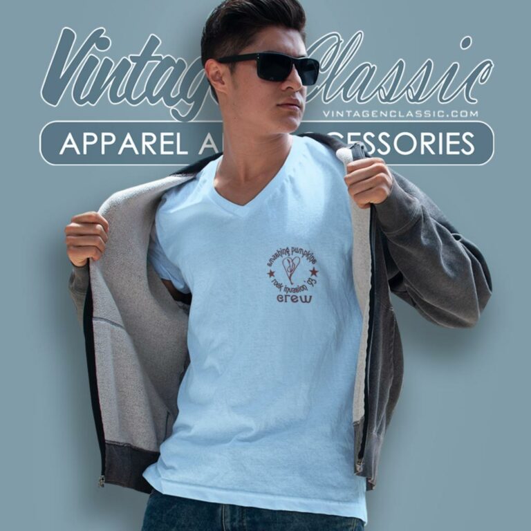 Smashing Pumpkins Rock Invasion Crew V Neck TShirt Smashing Pumpkins Rock Invasion Crew V Neck TShirt