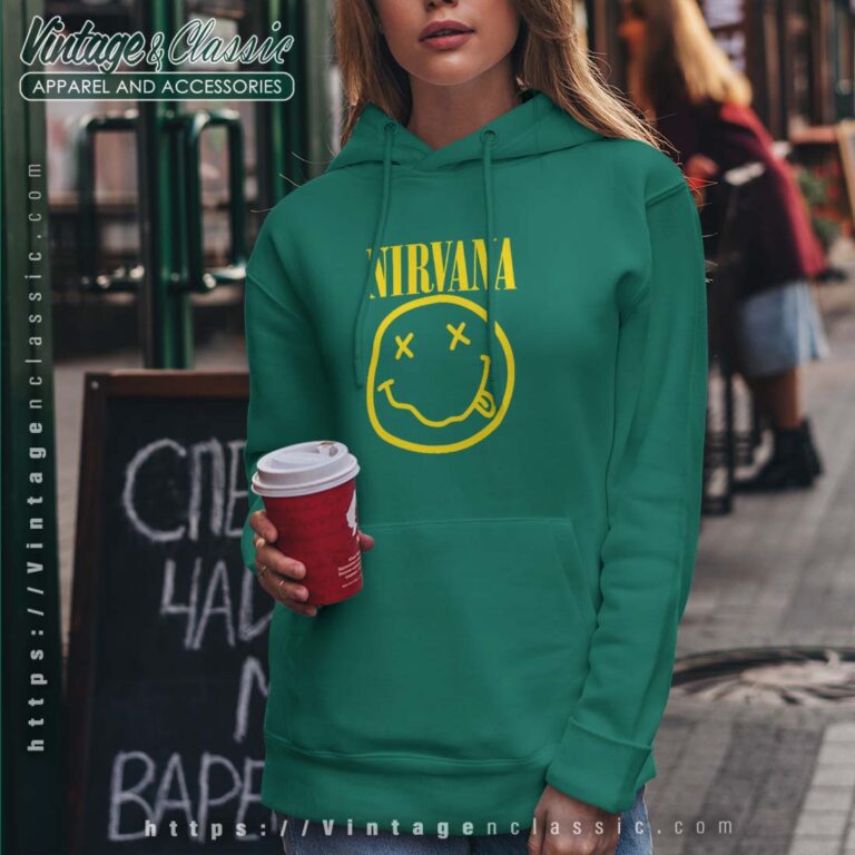 Smiley Band Logo Nirvana Hoodie Women Smiley Band Logo Nirvana Hoodie Women