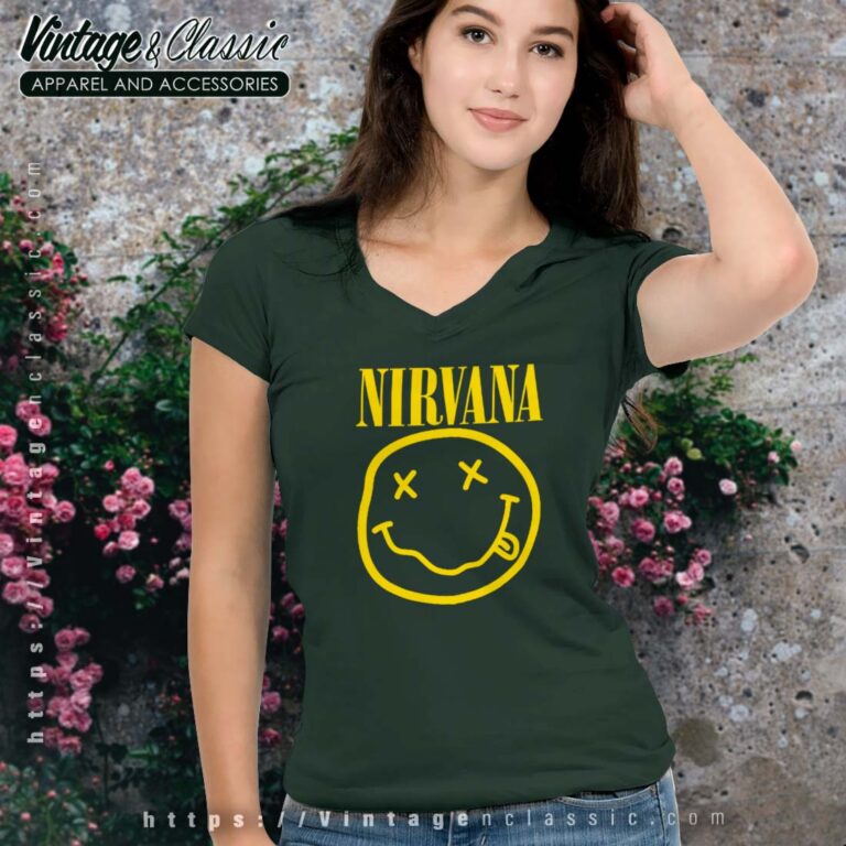 Smiley Band Logo Nirvana Vneck Smiley Band Logo Nirvana Vneck