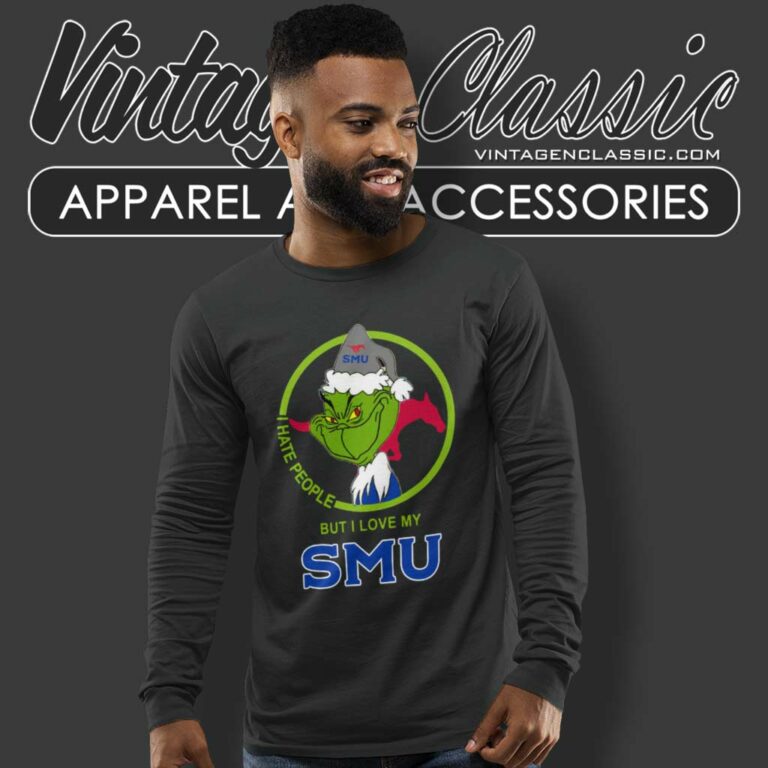 Smu Mustangs Ncaa Christmas Grinch Shirt I Hate People But I Love My Smu Long Sleeve Tee Smu Mustangs Ncaa Christmas Grinch Shirt I Hate People But I Love My Smu Long Sleeve Tee