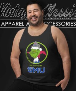 Smu Mustangs Ncaa Christmas Grinch Shirt I Hate People But I Love My Smu Tank Top Racerback