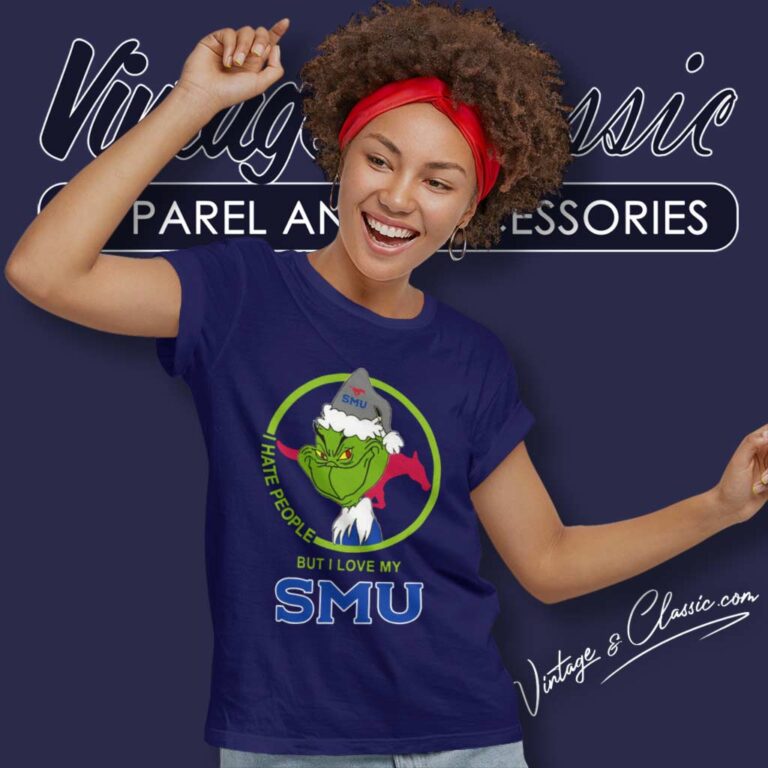 Smu Mustangs Ncaa Christmas Grinch Shirt I Hate People But I Love My Smu Women TShirt Smu Mustangs Ncaa Christmas Grinch Shirt I Hate People But I Love My Smu Women TShirt