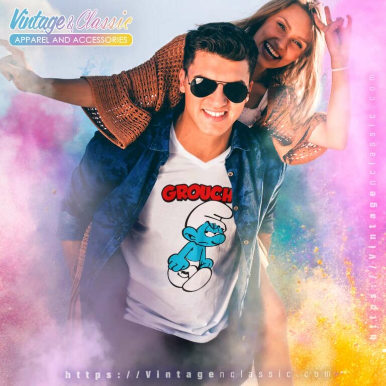 Smurf Grouchy V Neck TShirt Smurf Grouchy V Neck TShirt