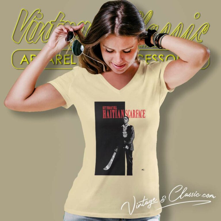 Sniper Gang Merch Haitian Scarface V Neck TShirt Sniper Gang Merch Haitian Scarface V Neck TShirt