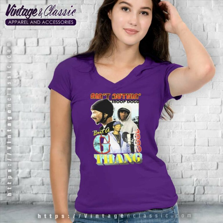 Snoop Dogg Aint Nuthin But A G Thang 1992 V Neck TShirt Snoop Dogg Aint Nuthin But A G Thang 1992 V Neck TShirt