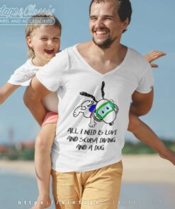 Snoopy All I Need Is Love And Scuba Diving And A Dog V Neck TShirt