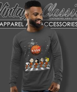 Snoopy And Charlie Brown Abbey Road Nasa Long Sleeve Tee