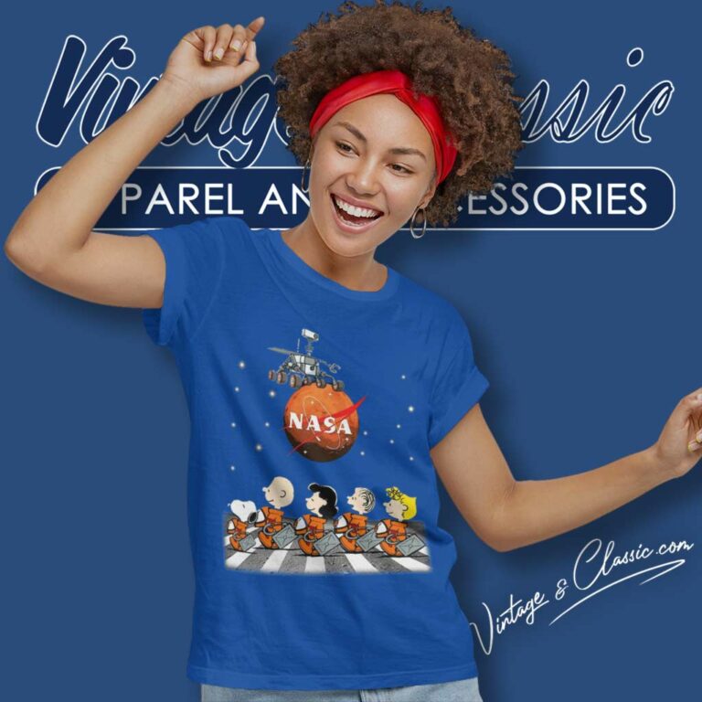 Snoopy And Charlie Brown Abbey Road Nasa Women TShirt Snoopy And Charlie Brown Abbey Road Nasa Women TShirt