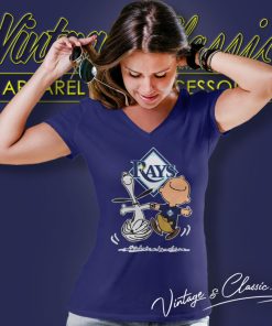 Snoopy And Charlie Brown Happy Tampa Bay Rays V Neck TShirt