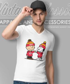 Snoopy And Charlie Brown Kc Chiefs V Neck TShirt