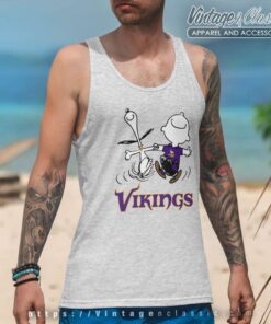 Snoopy And Charlie Brown Minnesota Vikings Tank Top Racerback