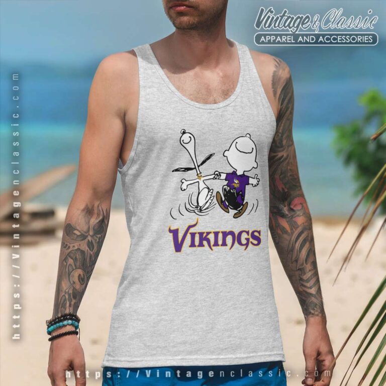 Snoopy And Charlie Brown Minnesota Vikings Tank Top Racerback Snoopy And Charlie Brown Minnesota Vikings Tank Top Racerback