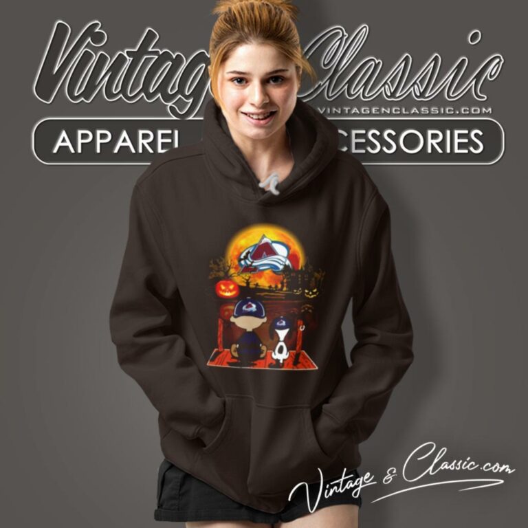 Snoopy And Charlie Brown Pumpkin Colorado Avalanche Halloween Moon Hoodie Snoopy And Charlie Brown Pumpkin Colorado Avalanche Halloween Moon Hoodie